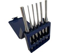 6 Piece Parallel Pin Punch Electroplated Chrome Vanadium Steel (CRV) to 48-52 HRC with Metal Case - 2,3,4,5,6 and 8mm