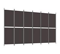 6-Piece Paravent Brown Fabric Room Divider 300 x 180 cm Foldable Freestanding Foldable Privacy Screen for Living Room Bedroom Office Indoor Outdoor Privacy and Decoration