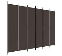 6-Piece Paravent Brown Fabric Room Divider 300 x 220 cm Foldable Freestanding Opaque for Living Room Bedroom Office Indoor Outdoor Privacy
