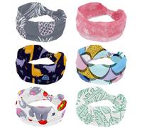 6 Piece Pink Gradient Cherry Blossom Soft Headband for Women, Wide Headbands, Non Slip Workout Hairbands for Yoga Fitness Travel Gym, Hair Accessories