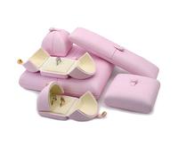 6-Piece Pink Mesh Leather Jewelry Box Set, Velvet Lined Ring and Pearl Necklace Storage Organizer with Metal Snap Gift wrapping