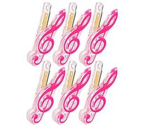 6 Piece Pink Music Note -book - side clip Musical Quaver quality Plastic Clip Music Page