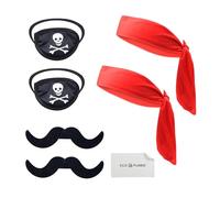 6-Piece Pirate Accessories - Halloween Decorations - Costume - Head Bandana, Eye Patch, Mustaches - for Women,Cosplay