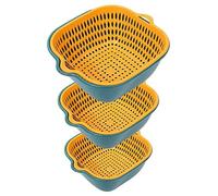 6 Piece Plastic Strainer Set Double Layer Drain Basket, Bowl Washing Strainer Vegetable Sink Strainers, 6Pack Vegetables Washing Baskets, for Rinsing Fruits, Vegetables, and Grains