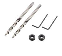 6 Piece Pocket Hole Drill Bit Set, HSS Twist Step Drill Bit for Woodworking Projects, 9.5mm Diameter with 1/4 Inch Hex and Round Shank, for Furniture Assembly and Cabinet Construction