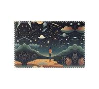 6-Piece Praying Under The Starry Sky Patterned Placemats Set, 12x18 Inch Non-Slip Mats, Suitable for Home, Kitchen, Party, and Gatherings