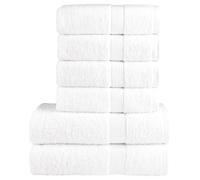 6-Piece Premium Towel Set Solid White 600 g/m² Cotton 50 x 100 cm Hand Towel 70 x 140 cm Bath Towel 4 Hand Towels 2 Bath Towels Absorbent Versatile for Sauna Beach Sports Wellness