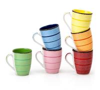 6-Piece Rainbow Mugs Set, New Bone China Coffee Mugs with Gradient Glaze,Colorful Cups for Latte, Tea, Hot Chocolate, Microwave & Dishwasher Safe, Housewarming Gift (HY0122-colored cups-6pcs-wpc)