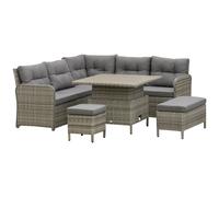 6-Piece Rattan Corner Sofa Set Grey Steel Frame Plastic Wicker 127x70x84cm 6pcs