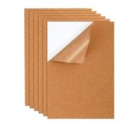 6-Piece Rectangle Self-Adhesive Removable - Oak Panels, Six Notice Board for Study Space, Tree Pith Board with Adhesive Layer, Storage Hardware, Porous Message Mat for Photos, Memos and Notes