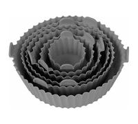 6-Piece Reusable Non-Stick Air Fryer Silicone Liners Set - Mess-Free Healthy Cooking Up to 200°C - Accessories for Air Fryers (Light Grey)