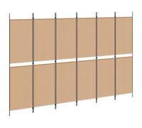 6-Piece Room Divider Screen Beige 300 x 200 cm Fabric Foldable Freestanding Privacy Screen Divider for Bedroom Living Room Office Indoor Privacy Acoustic
