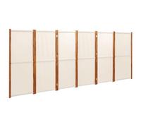 6-Piece Room Divider Screen Cream White 420 x 180 cm Freestanding Foldable Wood and Fabric Privacy Screen Divider for Living Room Bedroom Office Garden