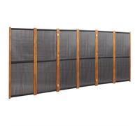 6-Piece Room Divider Screen Made of Solid Acacia Wood and Textilene, 420 x 180 cm, Foldable, Freestanding, Opaque, for Living Room, Bedroom, Office, Garden, Indoor and Outdoor Use