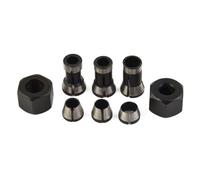 6-Piece Router Bit Collet Chuck Adapter Set for Engraving & Trimming Machines - Carbon Steel, 6mm / 6.35mm / 8mm Sizes, Includes 2 Nuts, Compatible with CNC Wood Routers and Milling Cutters