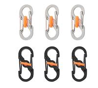 6-Piece S-Shape Stainless Steel Carabiner Keychain Hook Clips with Lock - Mini Carabiner for Home, Outdoor, Hiking, Fishing, Camping, Travel