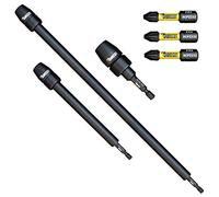 6 Piece SabreCut SCRK6 65mm 152mm and 305mm Professional Impact Bit Holders with 3 x 32mm Magnetic PZ2 Screwdriver Impact Bits
