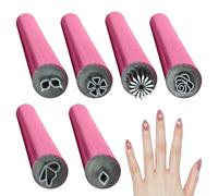 6 Piece Set ABS Nail Graffiti n-ail art Dotting Tools With Simple Design n-ail art Stamp Pen Set Flower Nail Stamp Pen n-ail art Dotting Tools For Women For Women Girls Home di-y n-ail art