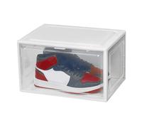 6-Piece Set Stackable Shoe Storage Boxes, Up to Size 47, White Plastic