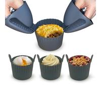6-Piece Silicone Air Fryer Accessories Set (4 Ramekins & 2 Oven Mitts) by Magla. Silicone Moulds for Yorkshire Puddings, Muffin Cupcake Cases & Kitchen Oven Gloves Heat Resistant. Kitchen Accessories