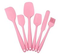 6-Piece Silicone Kitchen Utensil Set for Baking, Includes Spatulas and Basting Brush for Cooking(Pink)
