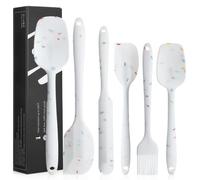6 Piece Silicone Spatula Set - Heat Resistant Nonstick Spatulas Set with Stainless Steel Core, Food Grade Silicone Spatulas for Baking Cooking Mixing Kitchen Utensils Set - Dishwasher Safe (White)