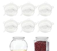 6-Piece Silicone Stretch Lids for Food Storage - Microwave, Freezer, and Dishwasher Safe (9.5cm)