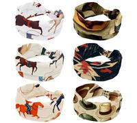 6 Piece Soft Wide Hairbands, Turban Headbands for Women, Twisted Knot Cross Headband, West Style Cowboy Hat Seamless Pattern Stretchy Headwraps, Fashion Hair Accessories