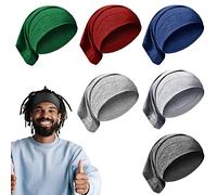 6-Piece Spandex Dreadlock Cap & Bands - Elastic Long Hair Dreads Head Wraps for Men & Women, 6 Colors (Deep Color)