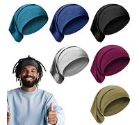 6-Piece Spandex Dreadlock Cap & Bands - Unisex Elastic Long Hair Dreads Head Wraps - Men & Women Accessories, 6 Colors (Retro)