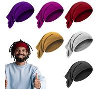 6-Piece Spandex Dreadlocks Cap Bands - Unisex Elastic Long Hair Dreads Head Wraps - 6 Colors (Vibrant)