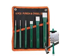 6 Piece Stainless Metal Hand Tool Set Including Root Cold Chisels for Metal, Concrete, Stone, Furniture Machining, Sculptures