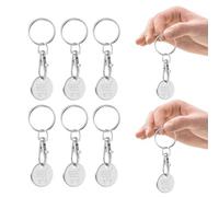 6 Piece Stainless Steel Key Ring Set, Shopping Trolley Token Accessories with Durable Design, Includes Supermarket Cart Pendant Keychains, Practical Trolley Coin Holders for Everyday Use