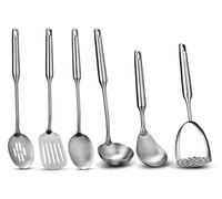 6 Piece Stainless Steel Serving Cooking Kitchen Utensil Set - Will Last Your Kitchen a Lifetime, Guaranteed - Meticulous Craftsmanship, Sleek Modern Design