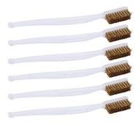 6 Piece Steel Wire Brush Set for Printer Nozzle Cleaning and Rust Removal - Plastic Handle Maintenance Tool for Door Frames and Floor Gaps - Manual Wire Brush Accessory with