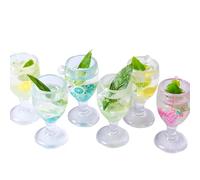 6 Piece Summer Fashion Miniature Dollhouse Drink Set - Resin Glass Cups & Fruit Beverage Bottles, 1:12 Scale Simulated Summer Drinks for DIY Crafts, Jewelry Making, Mini House Bar Décor & Decorations