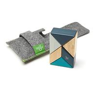 6 Piece Tegu Pocket Pouch Prism Magnetic Wooden Block Set, Blues