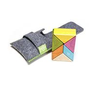 6 Piece Tegu Pocket Pouch Prism Magnetic Wooden Block Set, Tints