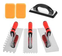 6-Piece Tiling Trowel Set, 4mm 8mm 12mm Notched Trowels, Grout Float