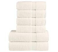 6-Piece Towel Set Solid Cream 100% Cotton 600 g/m² with 4 Hand Towels 2 Bath Towels 50 x 100 cm 70 x 140 cm Absorbent Soft for Bathroom Sauna Wellness Spa