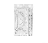 6-Piece Transparent Plastic Math Set: 15.5 cm & 10 cm Protractors, 45° & 60° Triangle Rulers, 6 in & 12 in Dual-Scale Rulers for Students, Teachers(White)