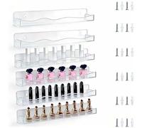 6 Piece Transparent Wave Acrylic Nail Polish Organizer Wall Mounted for Nail Lacquer Bottles and Cosmetic Storage Applications (6-pack Transparent)