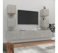 vidaXL 6 Piece TV Cabinet Set Concrete Grey Engineered Wood UK NEW