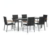 (6 piece) vidaXL Garden Dining Set Outdoor Table and Chairs Black Textilene and Steel