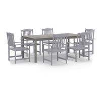 (6 piece) vidaXL Solid Wood Acacia Garden Dining Set Grey Wooden Table Chair 7/9 Piece