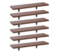 6x Bracket Wall Shelf 6-Piece Set Walnut 43cm + Accessories Storage Bookcase HQ