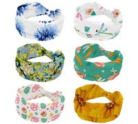 6 Piece Watercolor Dragonfly Floral Leaves Wide Headbands for Women, Stretchy Head bands, Non Slip Sports Hair Bands, Fahion Wide Headband for Yoga, Workout, Daily