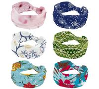 6 Piece Wide Headbands for Women, Make a Wish Blowball Non Slip Sports Hair Bands, Stretchy Head bands, Fahion Wide Headband for Yoga, Workout, Daily