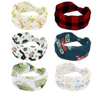 6 Piece Wide Headbands for Women Non Slip, Workout Headband, Retro Black and Black Grid Elastic Hair Bands, Sweat Yoga Hairband, Knotted Head Wraps for Girl Ladies