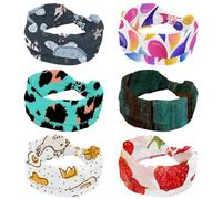 6 Piece Wide Womens Headbands Multicolored- Gradient Elastic Hairband Non-Slip Headband Sweatband Yoga Head Band for Workout, Gym, Running, Fitness, Sport